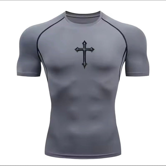 Polera de Compresión Cruz Primera Fase color gris