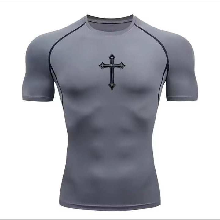 Polera de Compresión Cruz Primera Fase color gris