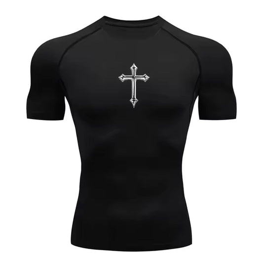 Polera de Compresión Cruz Primera Fase color negro