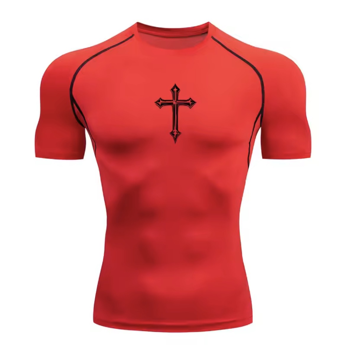 Polera de Compresión Cruz Primera Fase color rojo