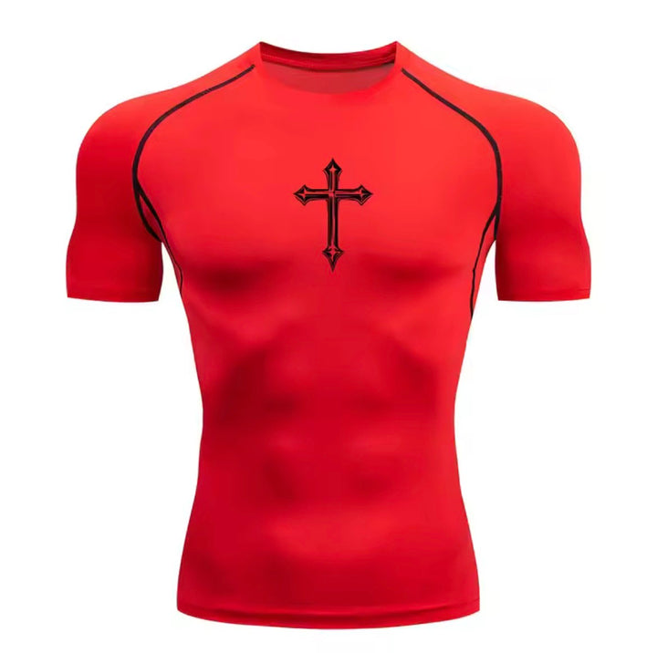 Polera de Compresión Cruz Primera Fase color rojo