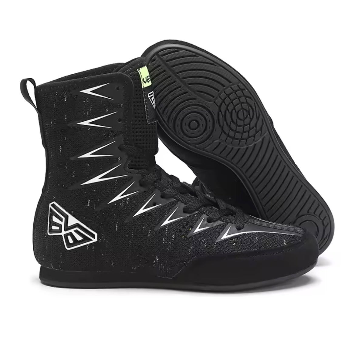 Zapatilla de boxeo negro y plateado