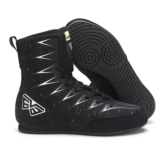 Zapatilla de boxeo negro y plateado